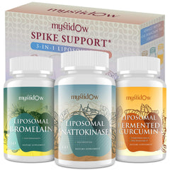 Mystidow Spike Support Trio bottle highlighting liposomal delivery for better absorption.