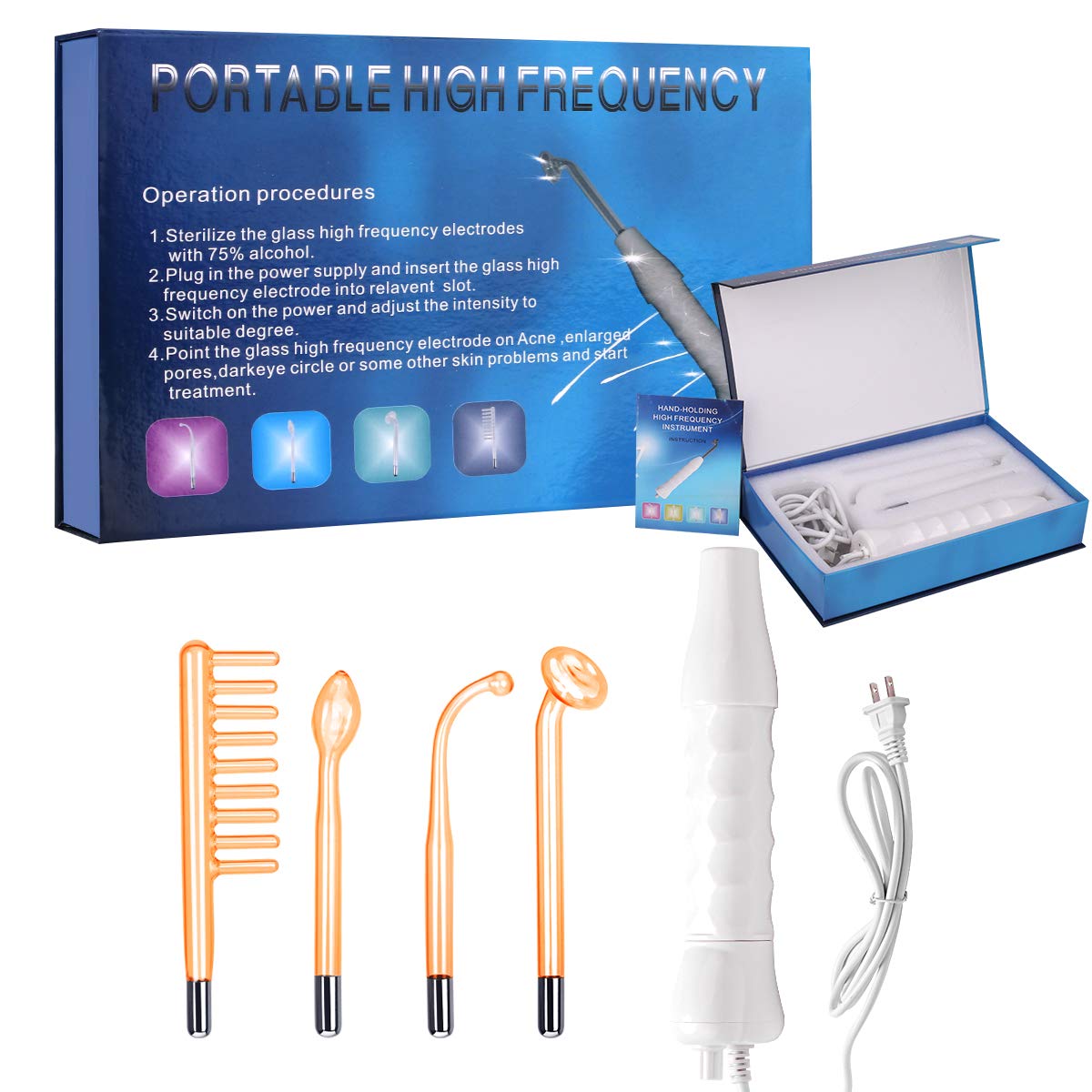 MYSWEETY high-frequency portable facial wand angled shot for easy home use.
