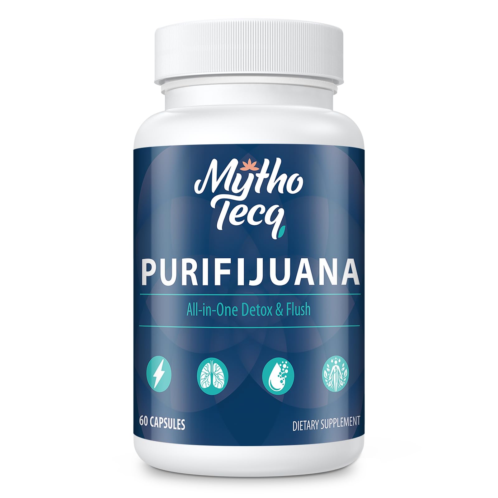 MythoTecq detox bottle shown for daily cleanse support.