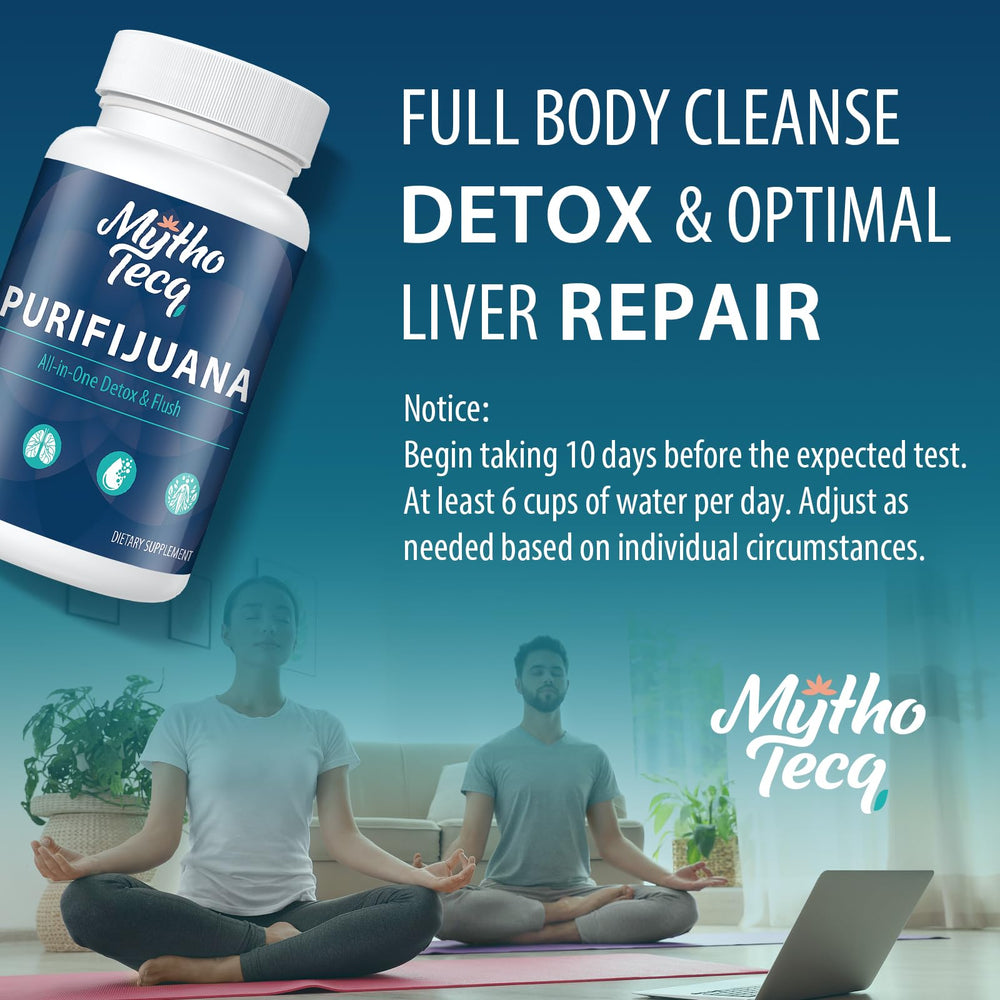 MythoTecq detox on a kitchen table suggesting routine mood support.