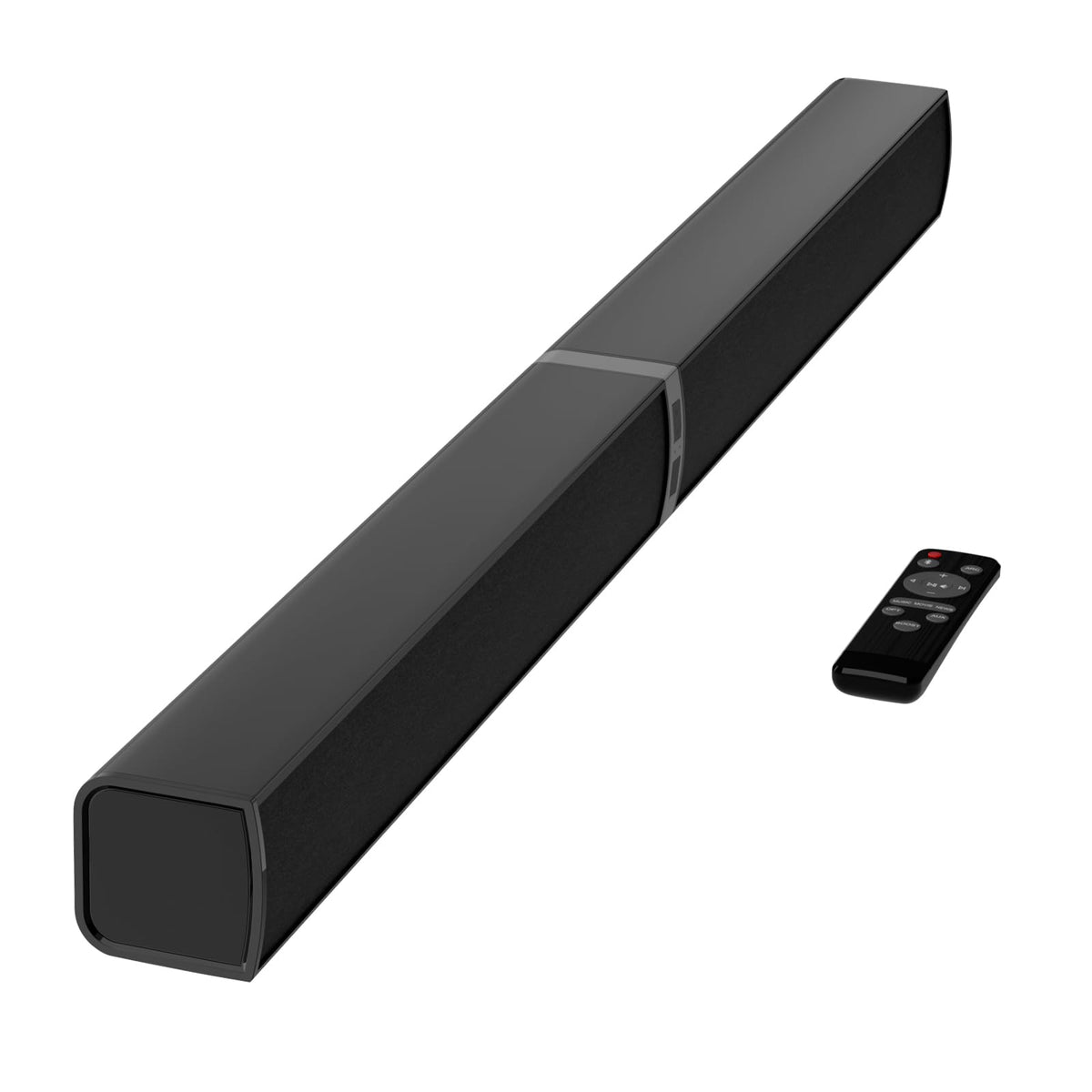 MZEIBO 80W sound bar front view with compact, modern design for TV audio