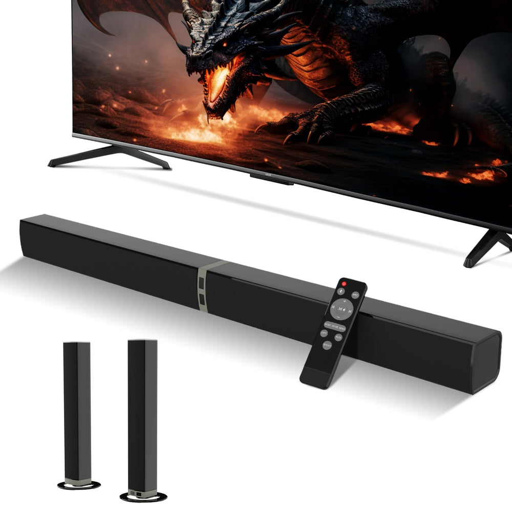 MZEIBO detachable sound bar assembly showing modular design
