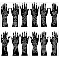 Mzstgh floral henna stencil designs for elegant hand art on both hands.