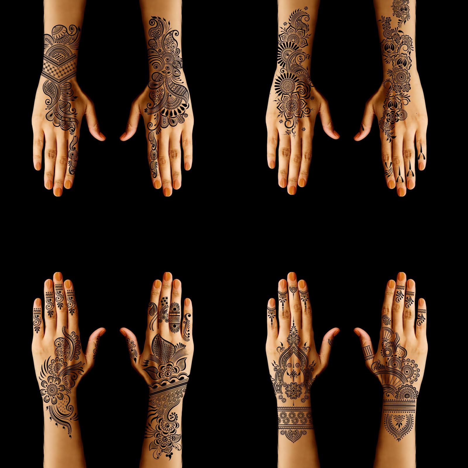Mzstgh henna stencil hand and forearm set for quick body art.