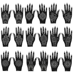 Mzstgh henna tattoo stencils kit with 18 sheets for precise, mess-free hand designs.