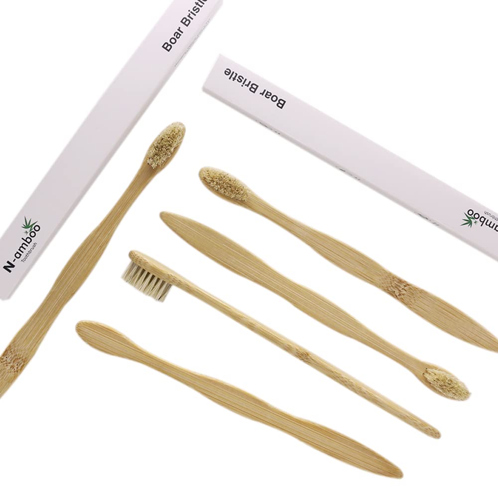 N-amboo bamboo toothbrush in a bathroom scene for daily care