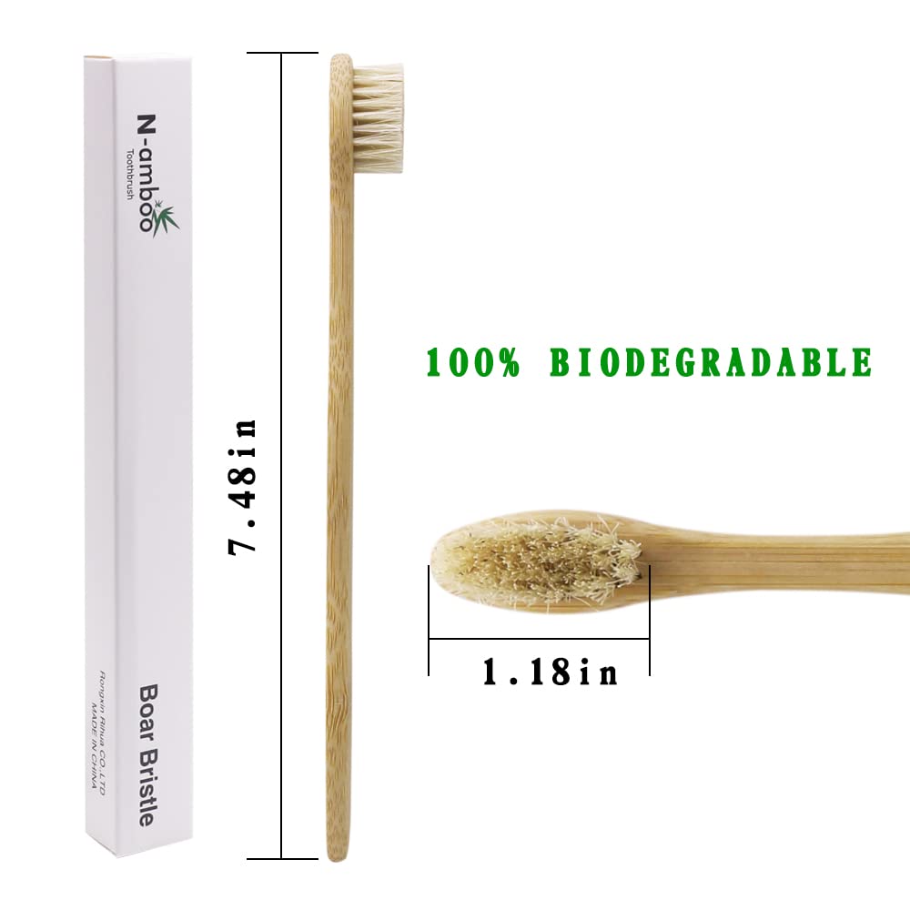 N-amboo bamboo toothbrush boar bristles for natural cleaning