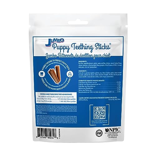 N-Bone Jumbo Puppy Teething Sticks pumpkin flavor bag back highlights DHA omega-3