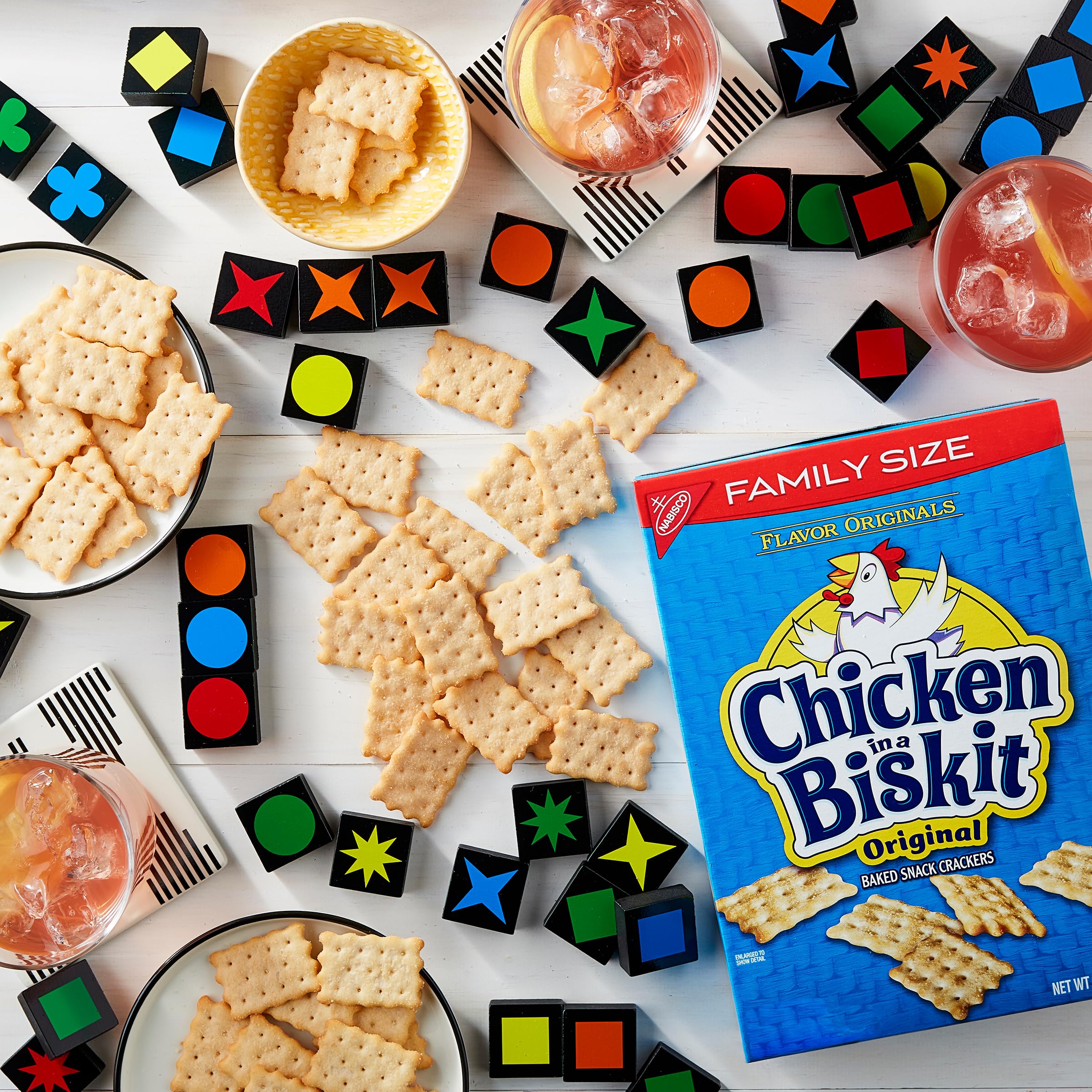 Nabisco CHICKEN IN A BISKIT crackers stored in pantry for quick access