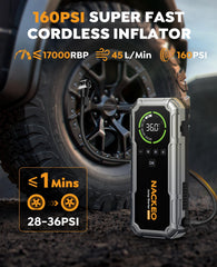 NACKEO Star03 160 PSI display shows real-time tire pressure during inflation