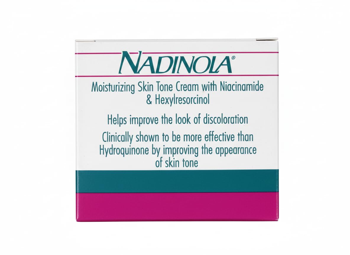 Nadinola cream texture swatch shows creamy consistency for quick blending.