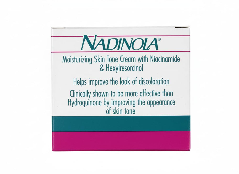Nadinola cream texture swatch shows creamy consistency for quick blending.