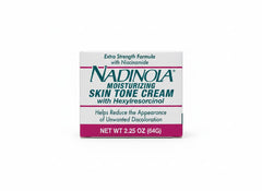Nadinola moisturizing skin tone cream jar shows smooth, nourishing texture for daily use.