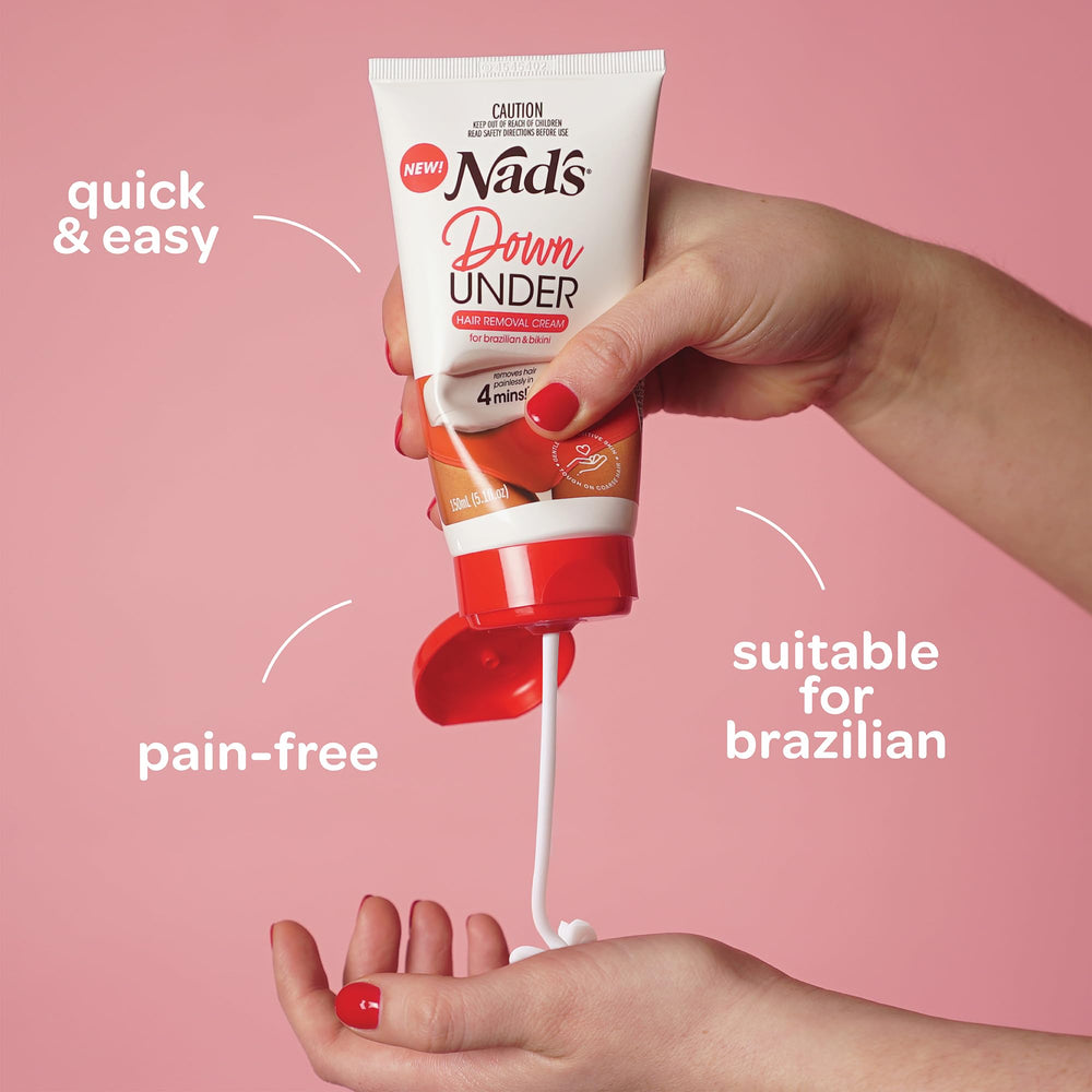 Nad's Down Under Cream soft texture close-up highlights creamy formula for delicate skin.