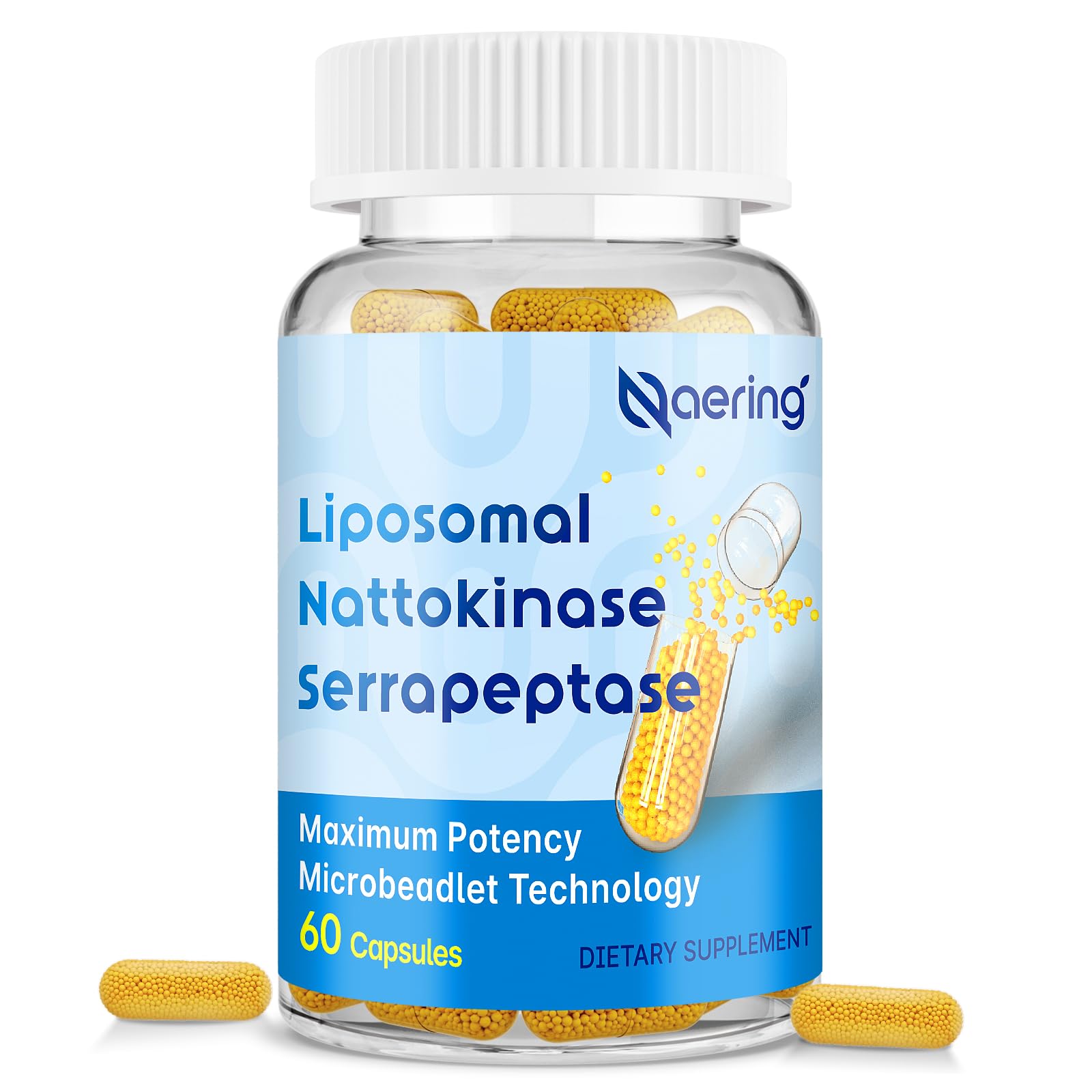 Naering liposomal nattokinase and serrapeptase bottle front for daily wellness