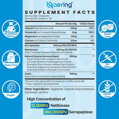 Naering serrapeptase bottle front highlighting enzyme support