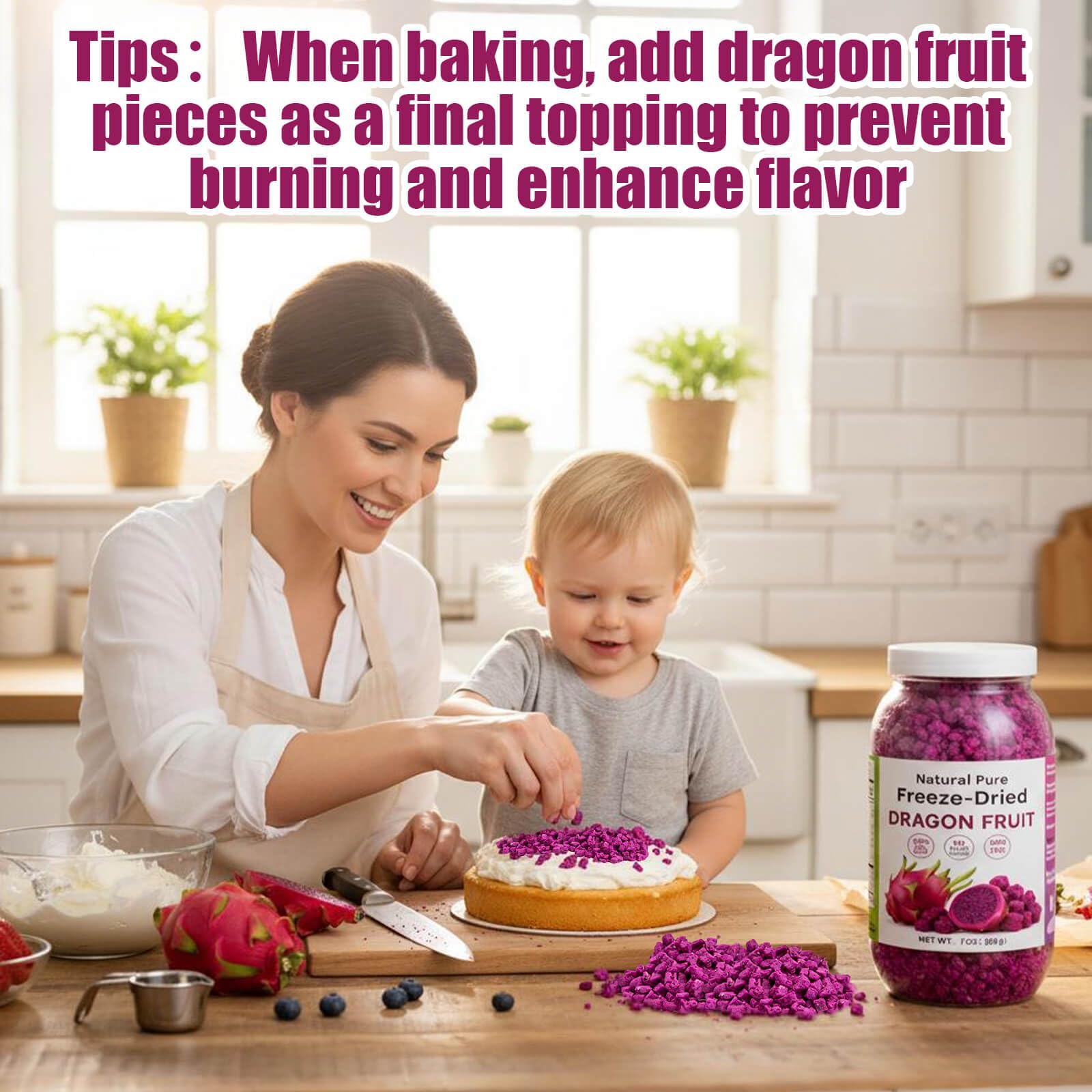 Nahasahr dragon fruit pieces ideal baking ingredient for fruity treats.