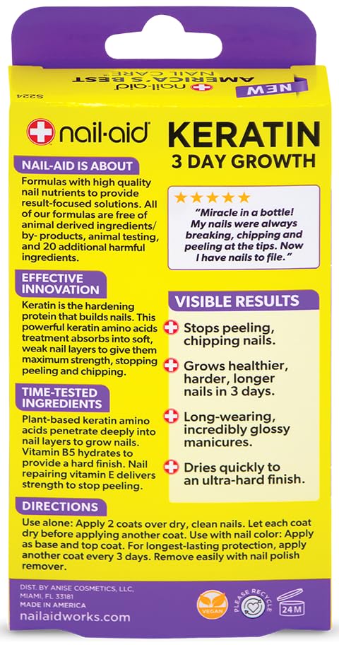 Nail-Aid Keratin 3 Day Growth clear nails with a smooth finish.