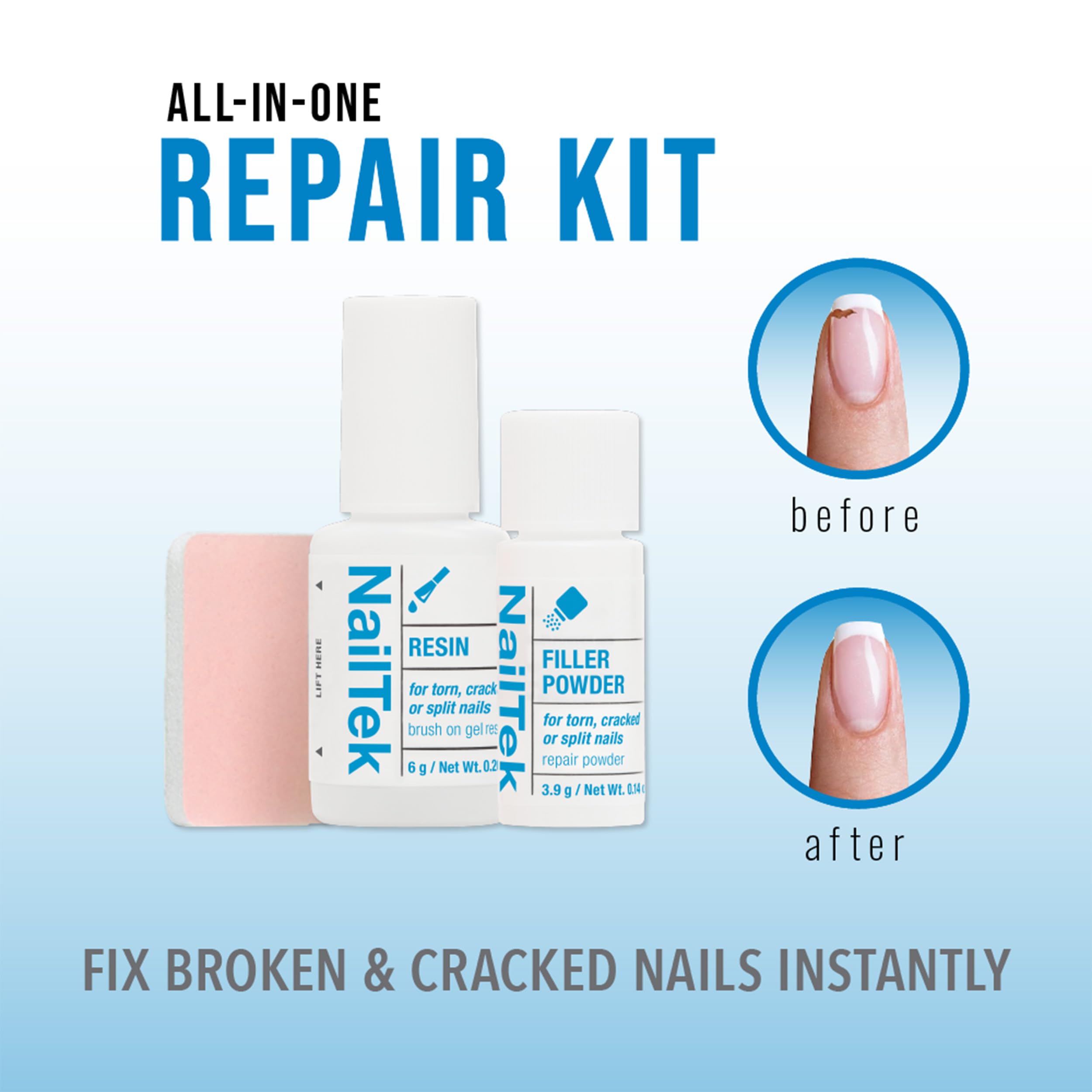 Nail Tek Nail Repair nail buffer creates a durable, seamless surface.
