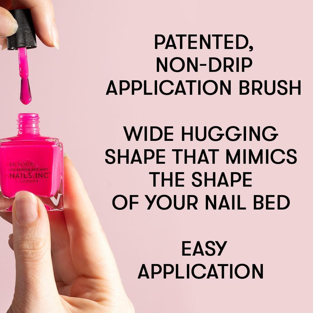 Visual of quick-dry timing with Nails Inc 45 Second Speedy Gloss Sienna.