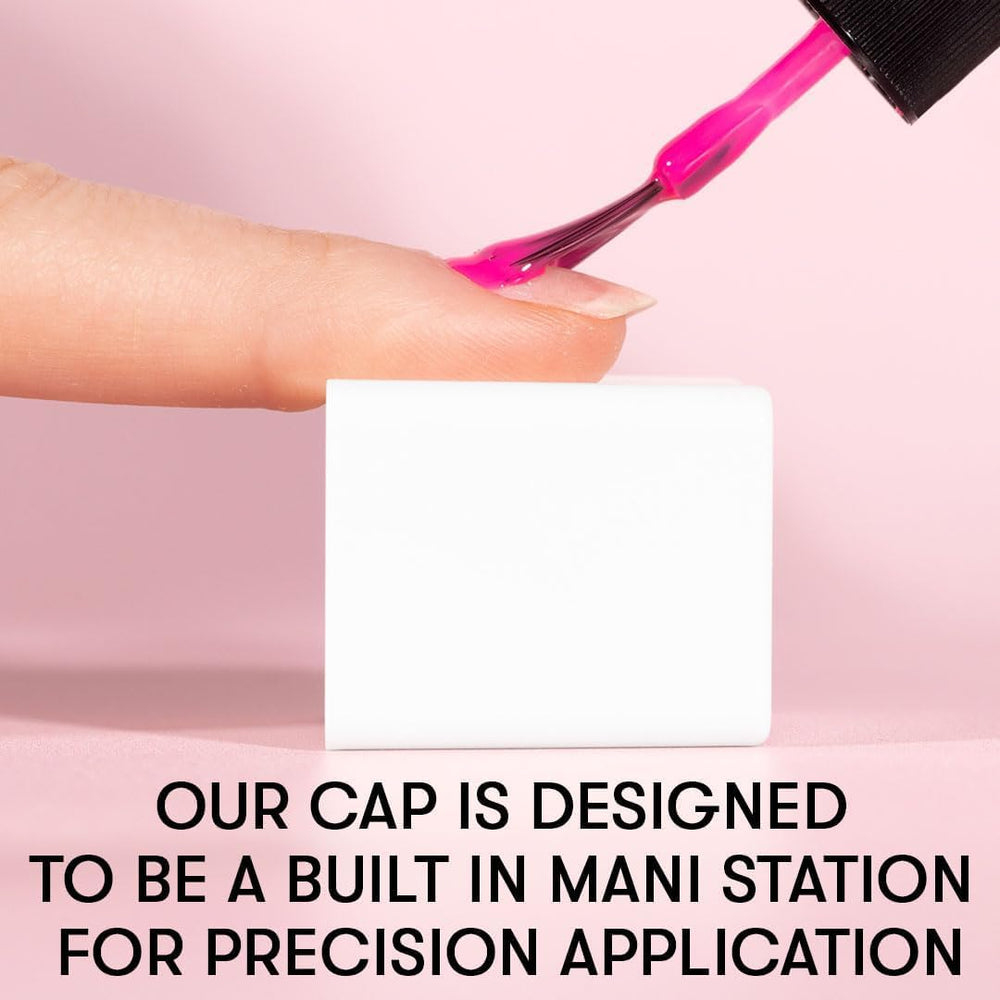 Nails INC non-drip cap close-up for precise manicures on the go.