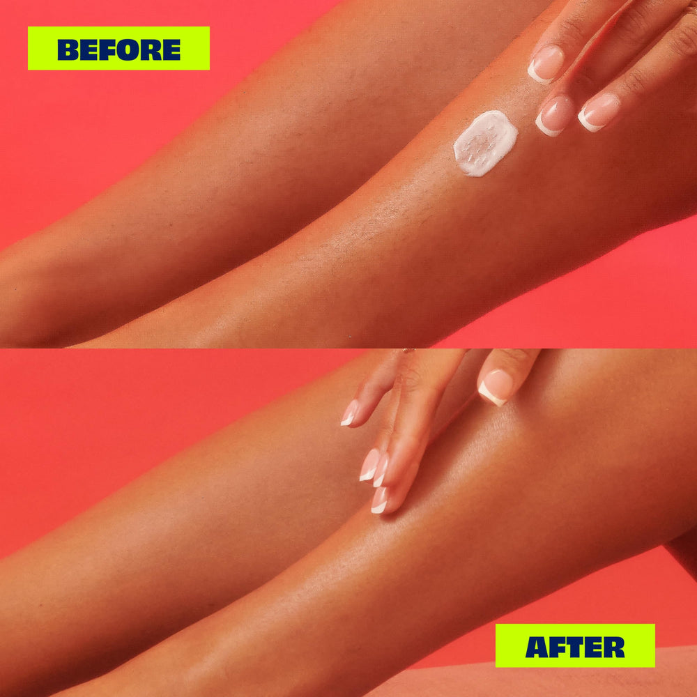 Nair application targeting legs arms underarms bikini demonstrates versatile body coverage
