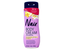 Nair Body Cream Hair Remover jar-back features dermatologist-tested labeling and packaging