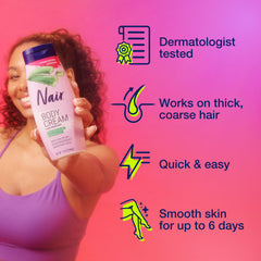 Nair Body Cream Remover texture close-up showing creamy easy-to-apply consistency