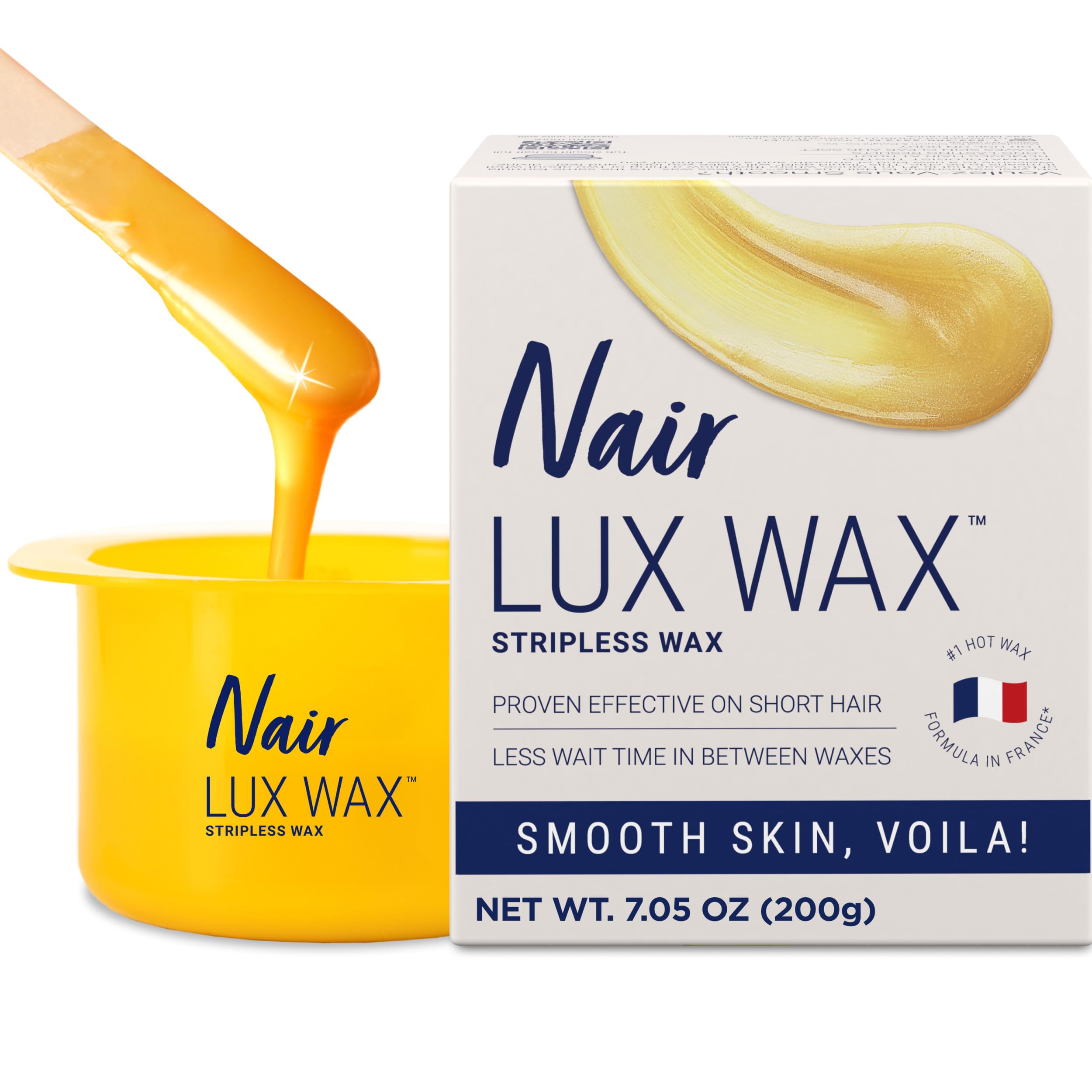 Nair Lux Wax pot heats in the microwave for convenient at-home waxing