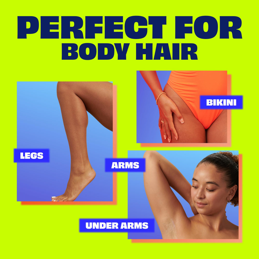 Nair Sensitive Formula Shower Cream application-glide captures smooth, skin-friendly use for legs and arms.