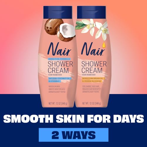 Nair Sensitive Formula Shower Cream arm-pits-legs-bikini focus demonstrates versatile body hair removal.