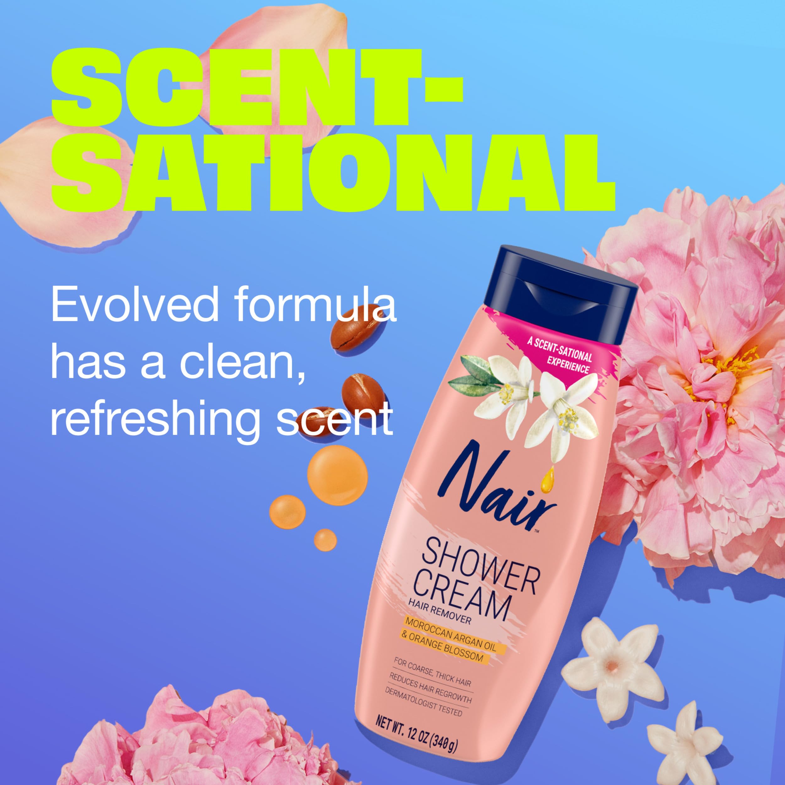 Nair underarm close-up with cream for gentle hair removal.