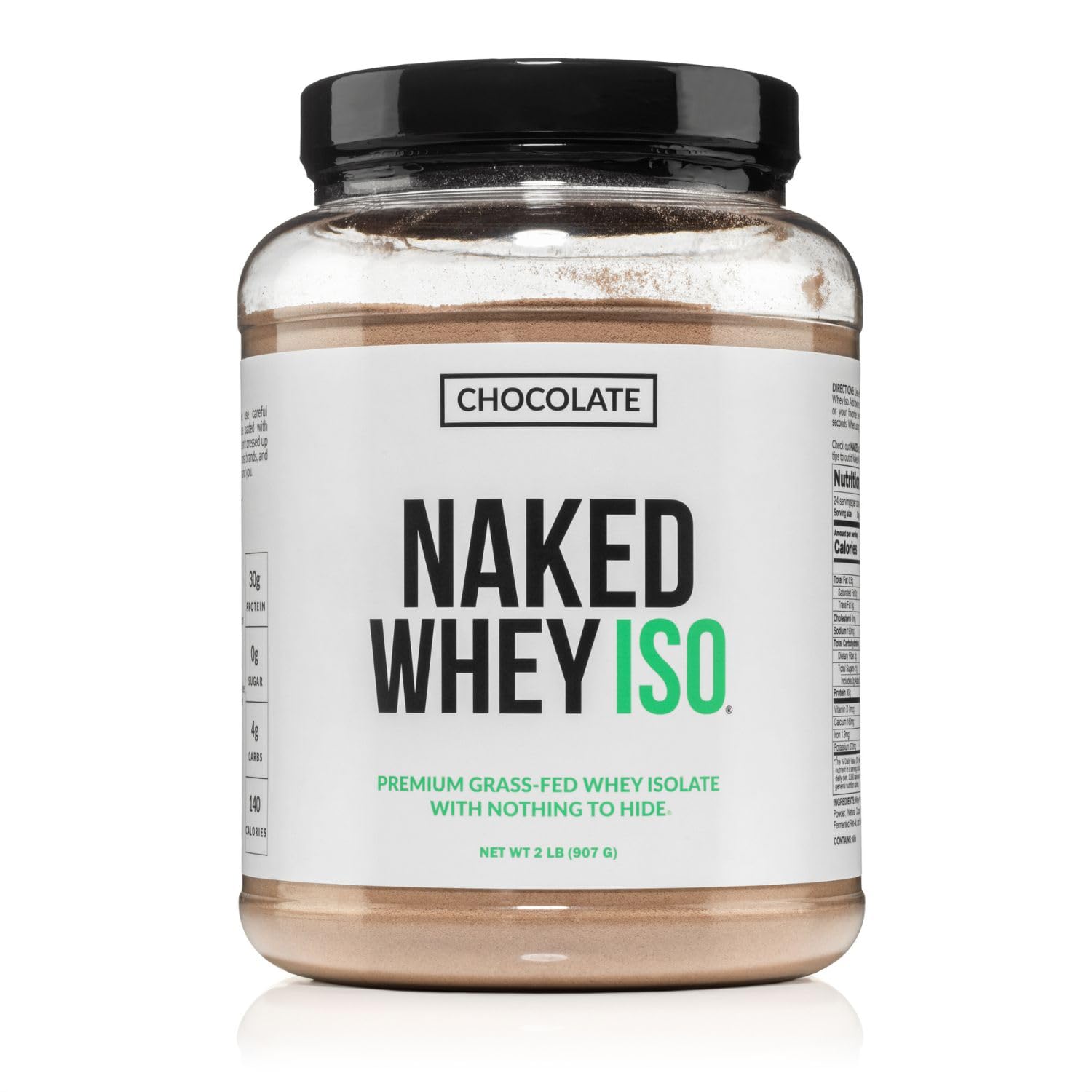 NAKED Chocolate Whey Isolate bottle pour for a smooth, quick shake