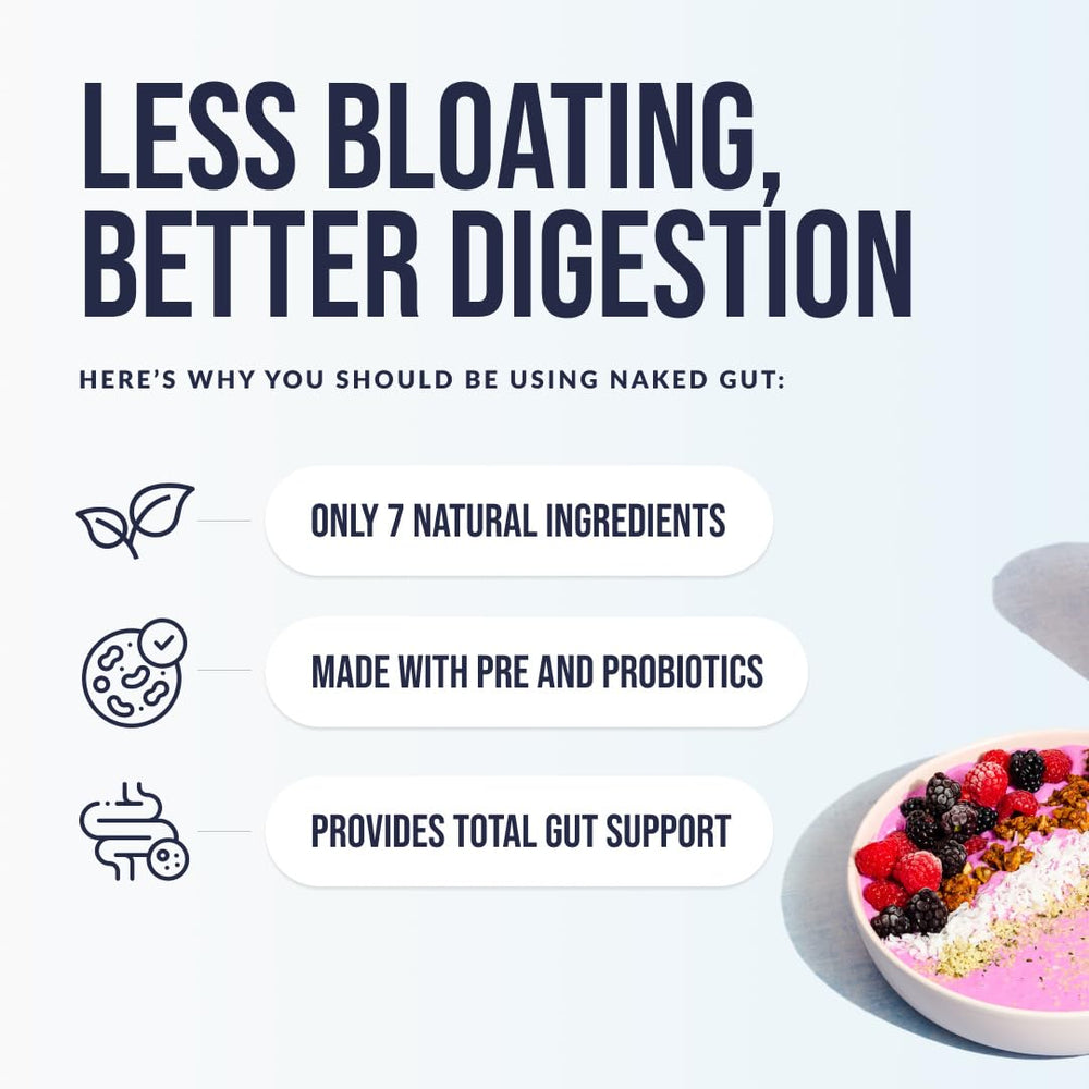 NAKED Gut scoop with powder ready to mix for daily digestive support.