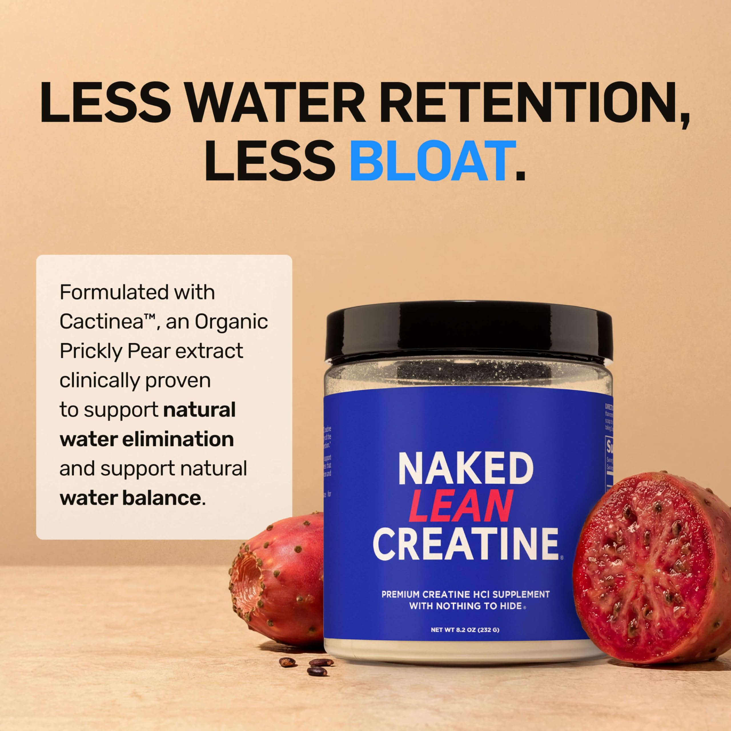 NAKED Lean Creatine HCl Powder in glass demonstrates quick dissolving texture for hydration.