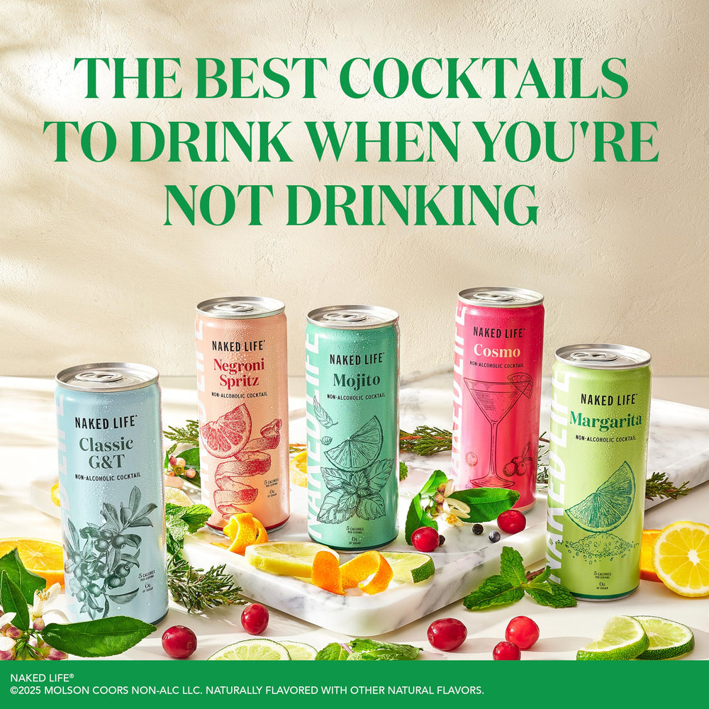 Naked Life Margarita cocktail scene suggests social sipping without alcohol.