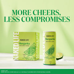 Naked Life Margarita with lime garnish, showcasing vibrant citrus notes.