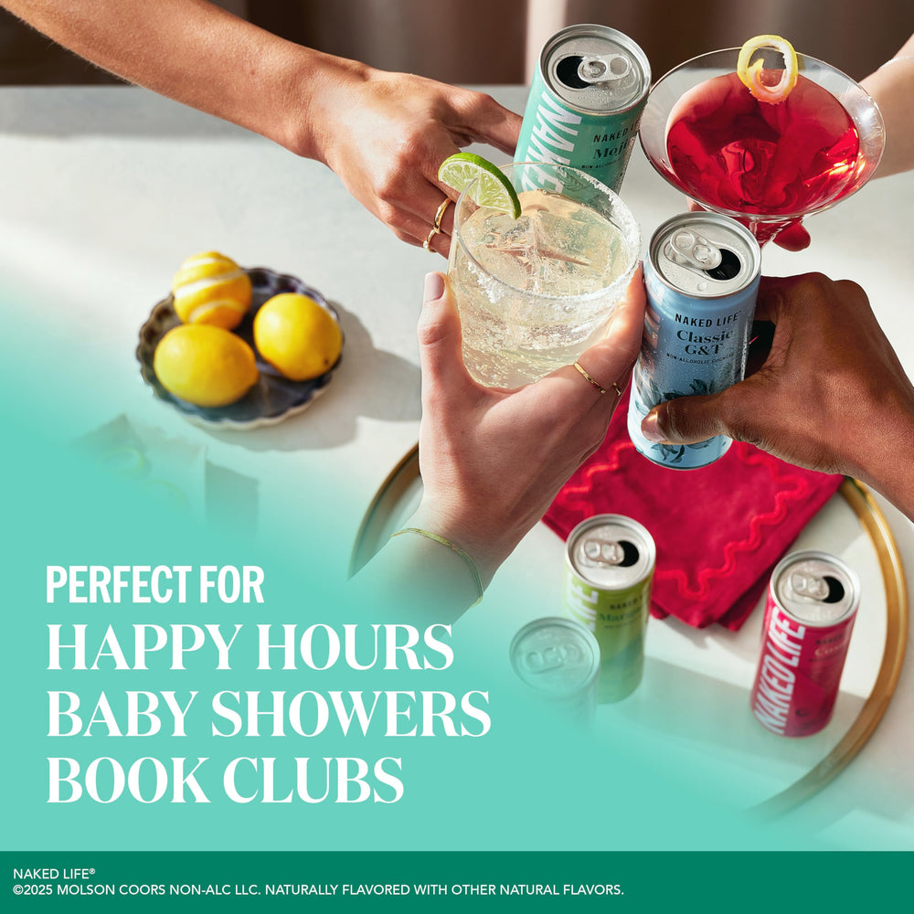Naked Life Mojito bottle pour highlights botanicals and authentic flavor.
