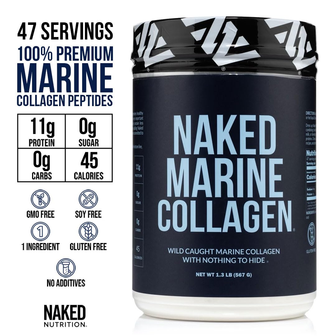 NAKED Marine Collagen Powder scoop illustrating convenient single-ingredient protein boost