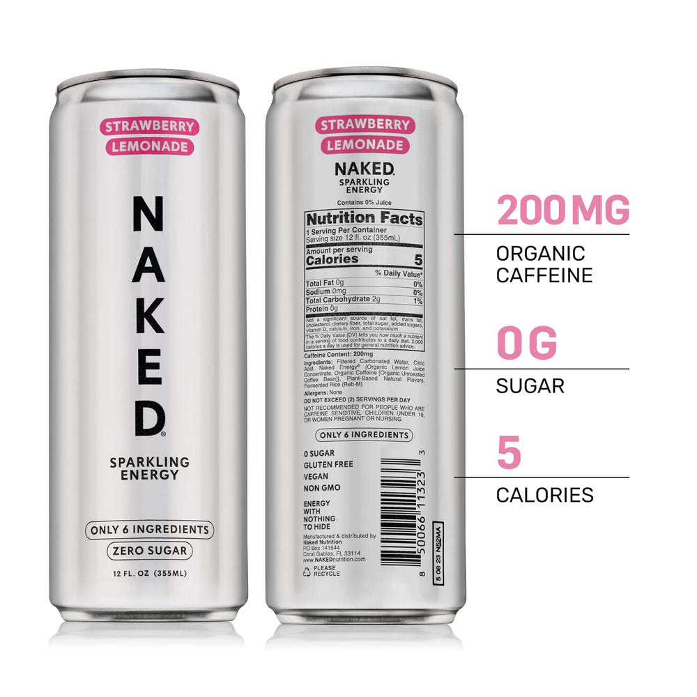 Naked Sparkling Energy Drink pours into a glass showcasing crisp aroma and bubbles.