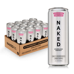 Naked Sparkling Energy Drink can with strawberry lemonade for a refreshing flavor boost.