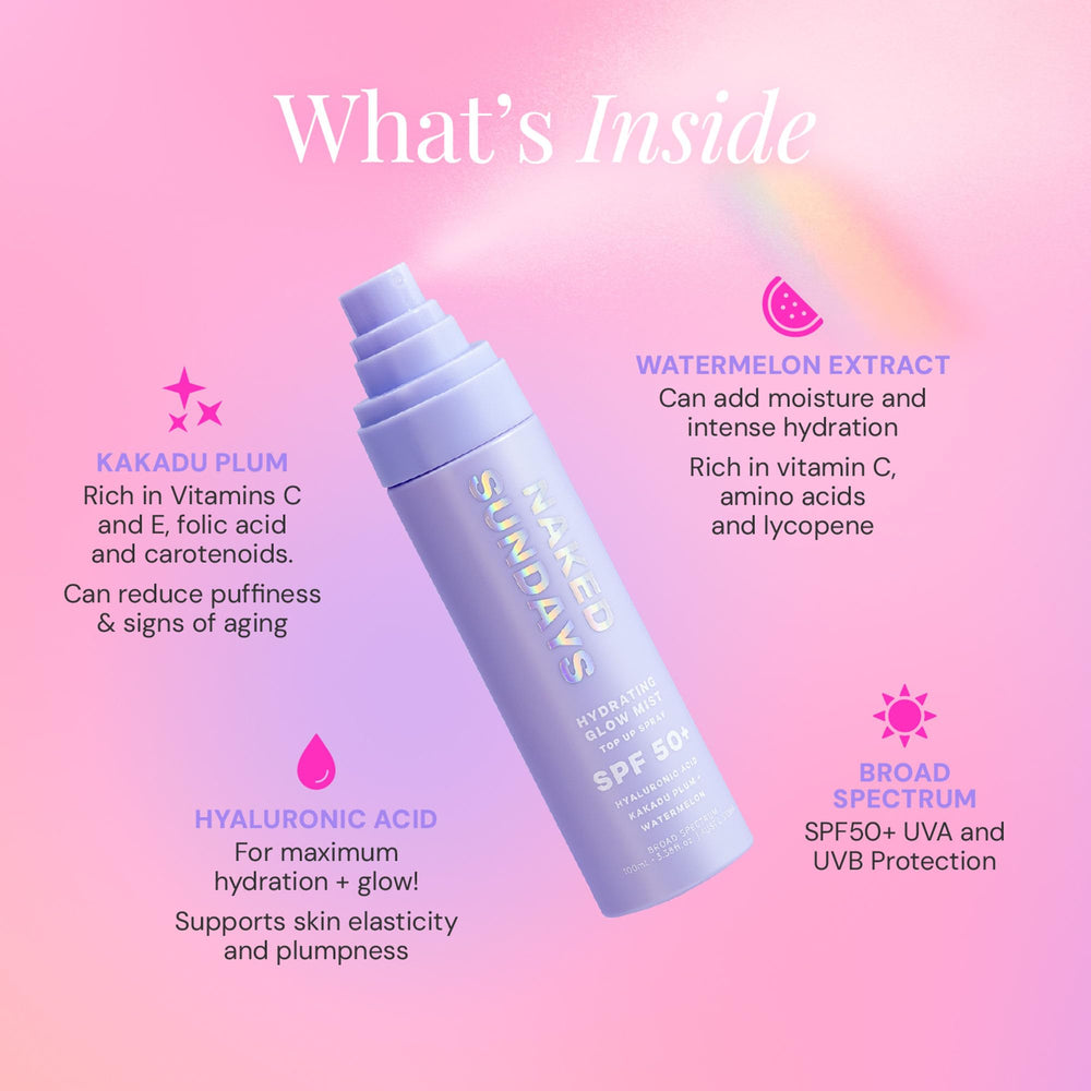 Naked Sundays Kakadu Plum and Watermelon Extract nourish skin on the go.