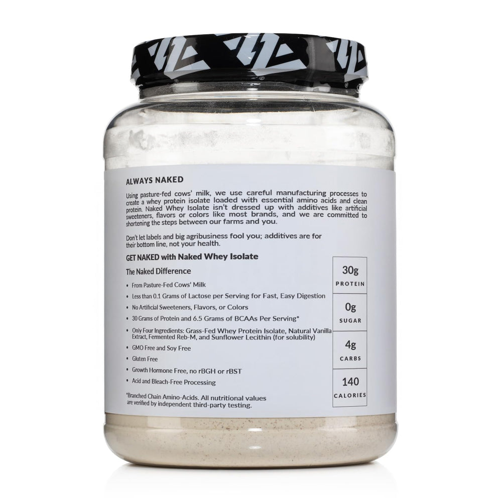 Naked Vanilla Whey Isolate glass with creamy shake texture.