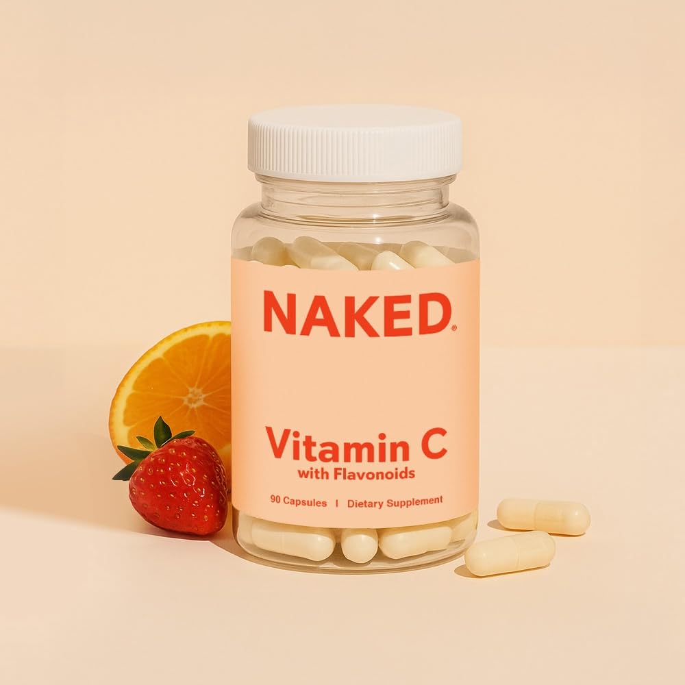 NAKED Vitamin C gluten-free icon on bottle.