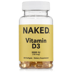 NAKED Vitamin D3 5000 IU bottle highlighting high potency for immune support
