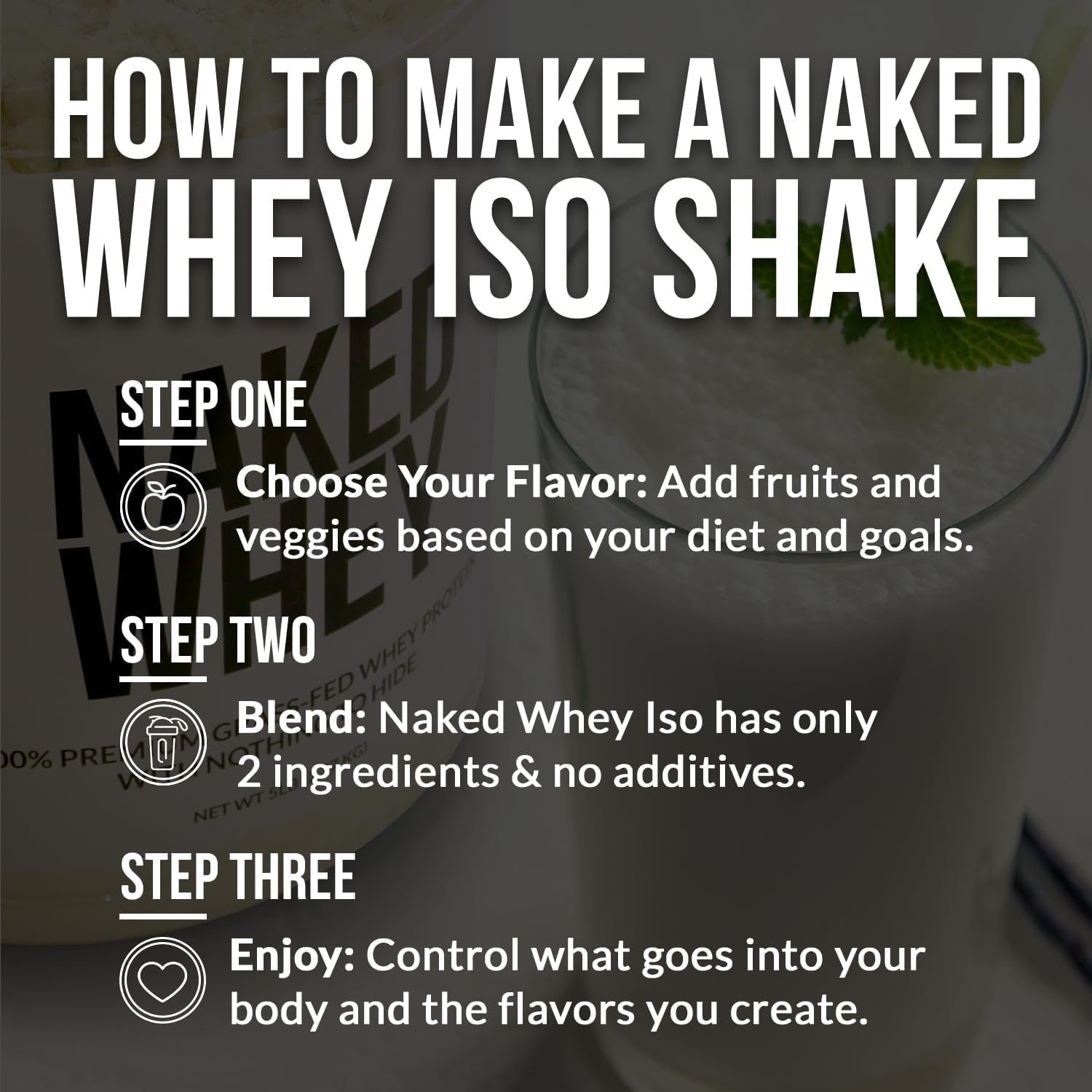 NAKED Whey Isolate glass-mixed beverage with creamy chocolate texture