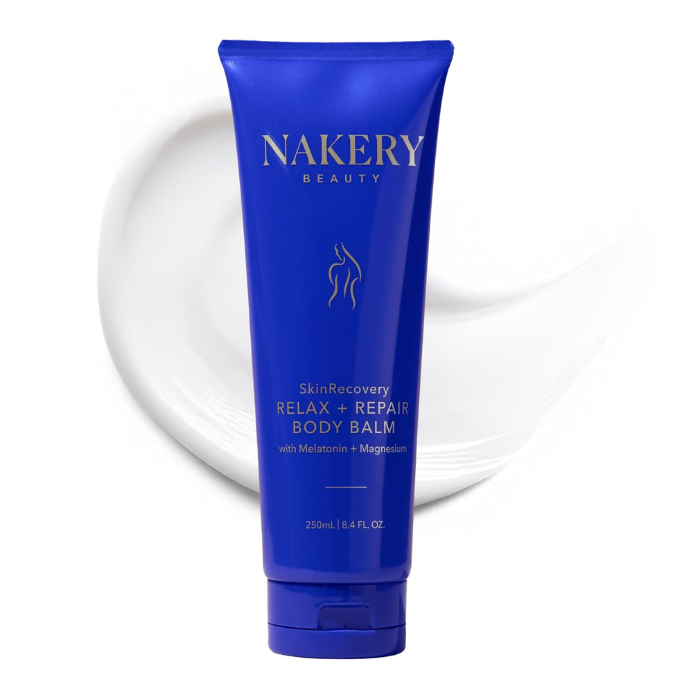 Nakery SkinRecovery Relaxing Magnesium Balm bottle for nightly firming and hydration.