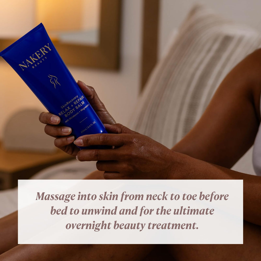 Retinol-boost Nakery SkinRecovery Relaxing Magnesium Balm hints gentle renewal.