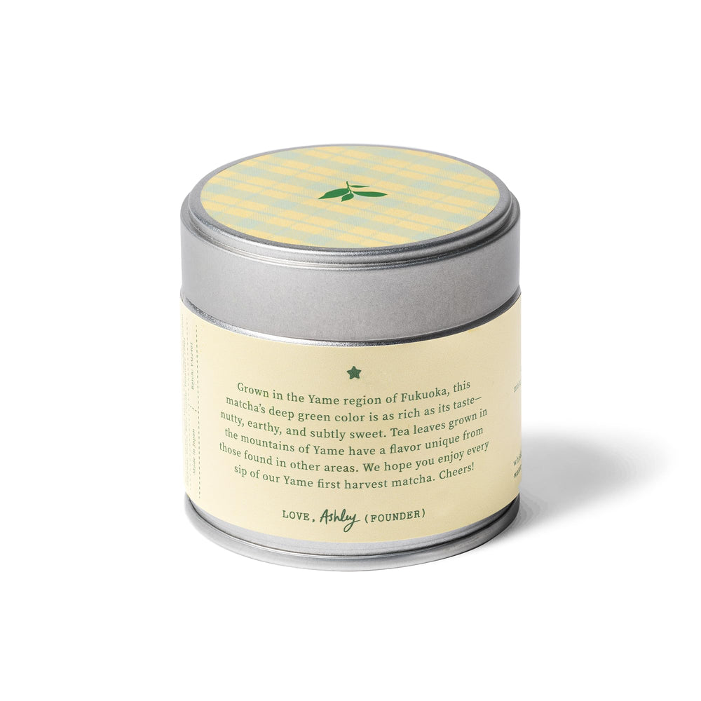 Nami Matcha pure powder jar highlighting 30g resealable tin