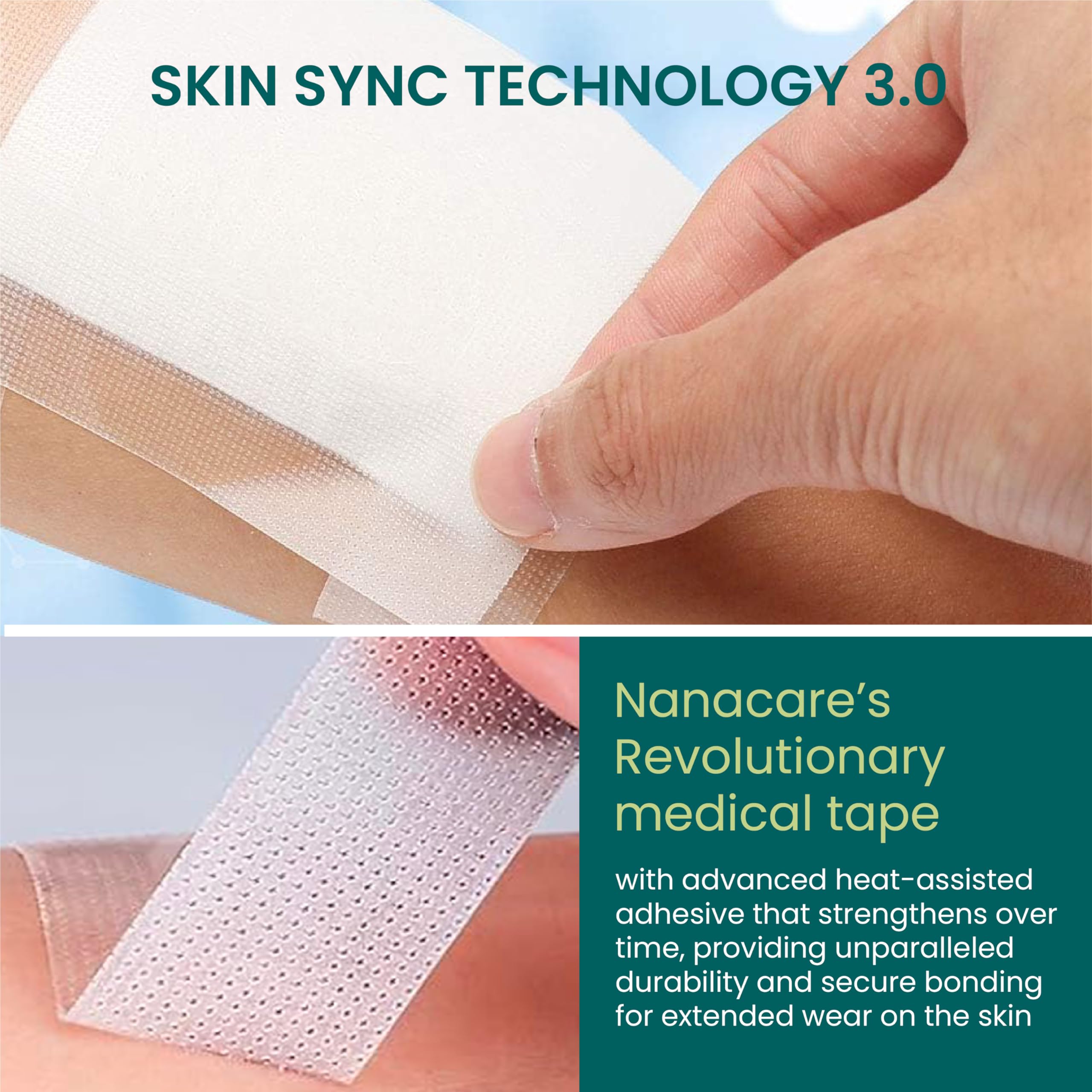 NanaCare waterproof barrier tape shielding a dressing on skin